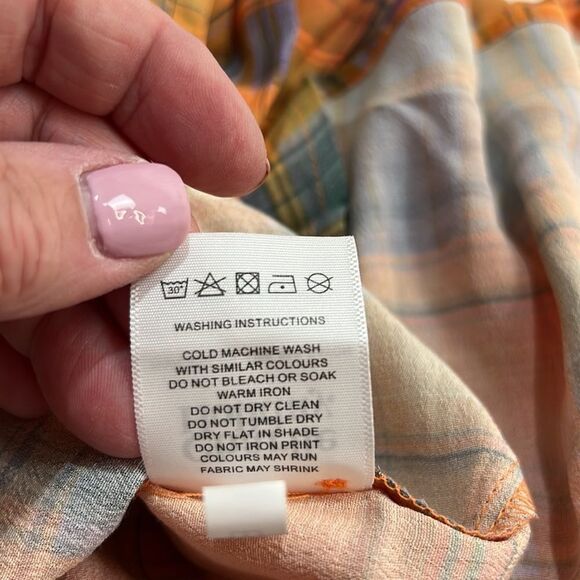 Charlie Holiday Maple Shirt Camden plaid orange blouse size 2 NWT - Picture 16 of 16